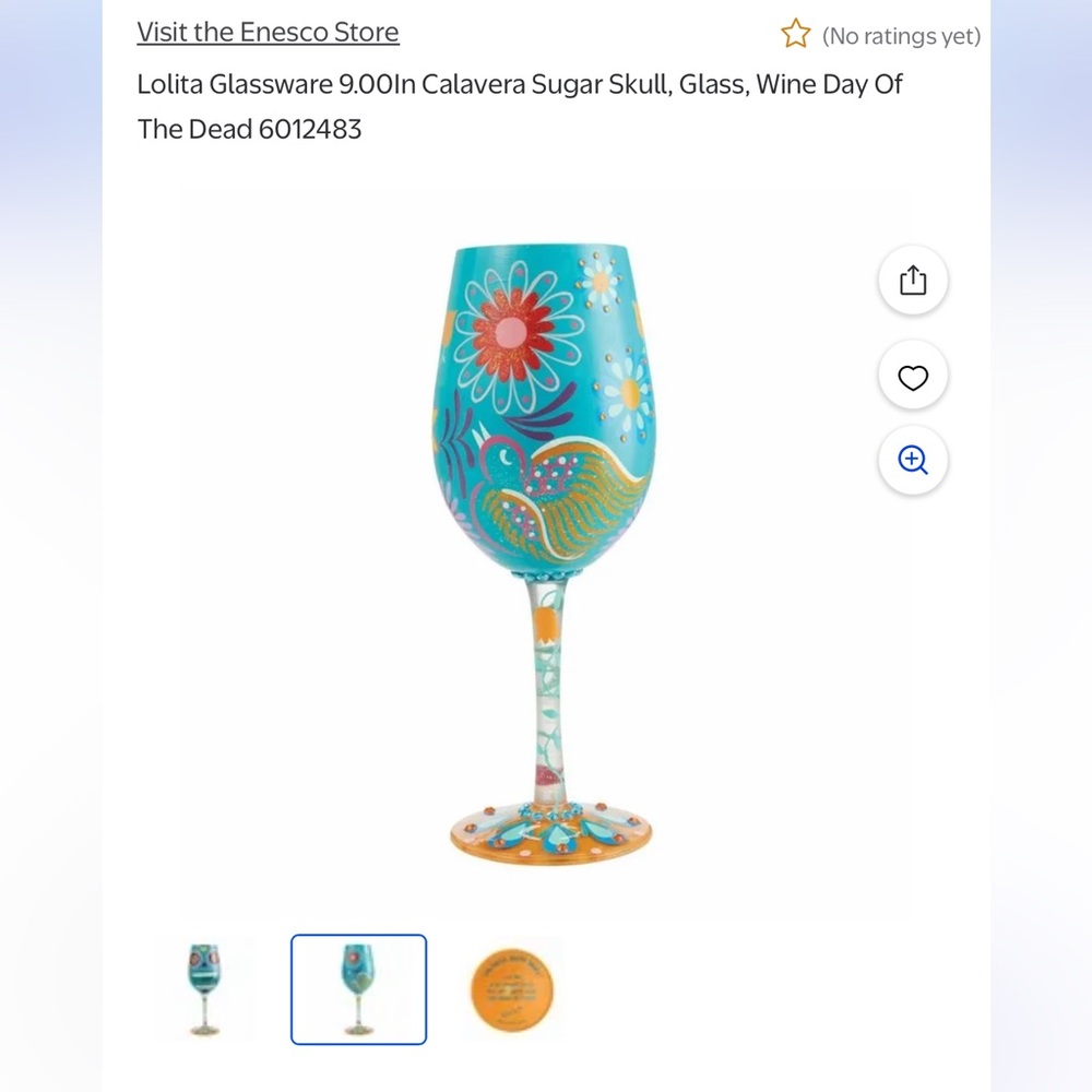 🌸”Calavera Sugar Skull” Hand Painted Wine Glass - Picture 5 of 15